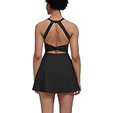 EUISVI Womens Tennis Workout Dress with Easy Bathroom Shorts Romper Cut Out Twisted Athletic Dresses for Women