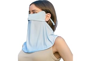 AWOCAN UPF 50+ Neck Gaiter Breathable Cooling Face Cover with Ear Sun Protection Loops Scarf Reusable Unisex