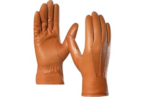 Harssidanzar Leather Gloves for Men,Winter Sheepskin Driving Riding Gloves Cashmere Lined