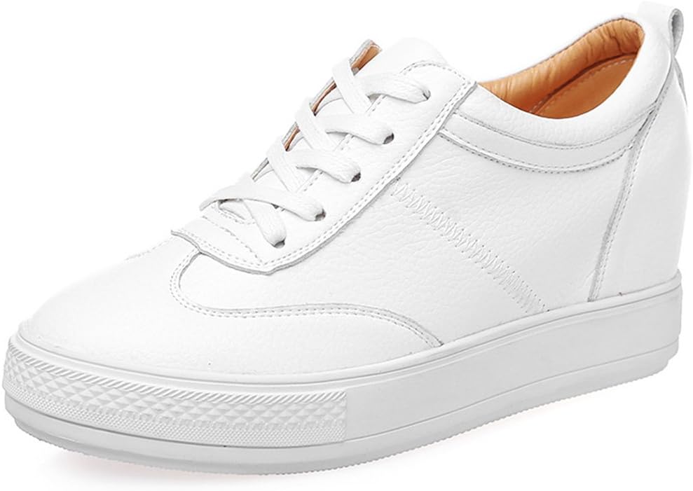 Jamron Womens Soft Faux Leather Hidden Wedge Heel Sneakers Comfy Lace Up Casual