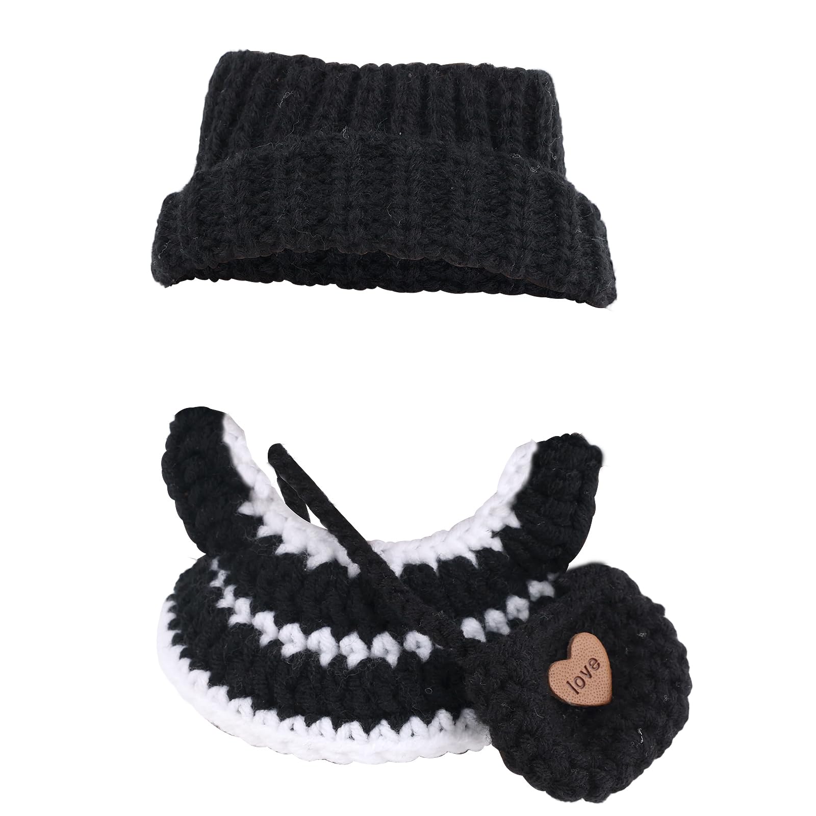Sinbana 3pcs Doll Clothes Set for 17cm/6.7in Dolls, Includes Cashmere Hat Skirt & Bag Cute and Stylish Doll Outfit Clothing Replacement Accessories Only (Black)