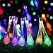 easyDecor Solar Powered String Lights 30 LED 21ft 8 Modes Water Drop Fairy Christmas String Light for Outdoor Party Wedding Patio Garden Holiday Decorations (Multi Color)