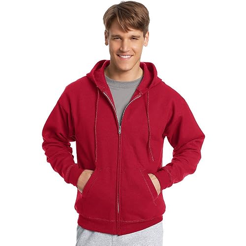 Hanes EcoSmart Men's Full-Zip Fleece Hoodie, Sizes S-3XL - 