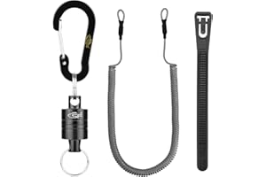 SF Strongest Magnetic Net Release Magnetic Keychain Fly Fishing Net Retractor Magnet Clip Holder Retractor with Retractable Coiled Lanyard Carabiner