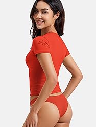 YEOREO Women Fitted Workout Tops Short Sleeve