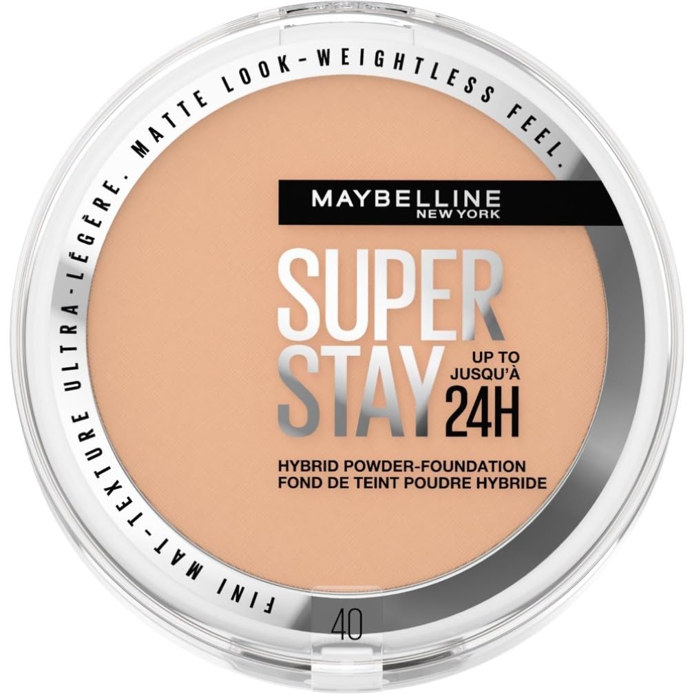 Maybelline Powder Foundation, Long-lasting 24H Wear, Medium to Full Coverage, Transfer, Water & Sweat Resistant, SuperStay 24H Hybrid Powder Foundation, 40 — image 1