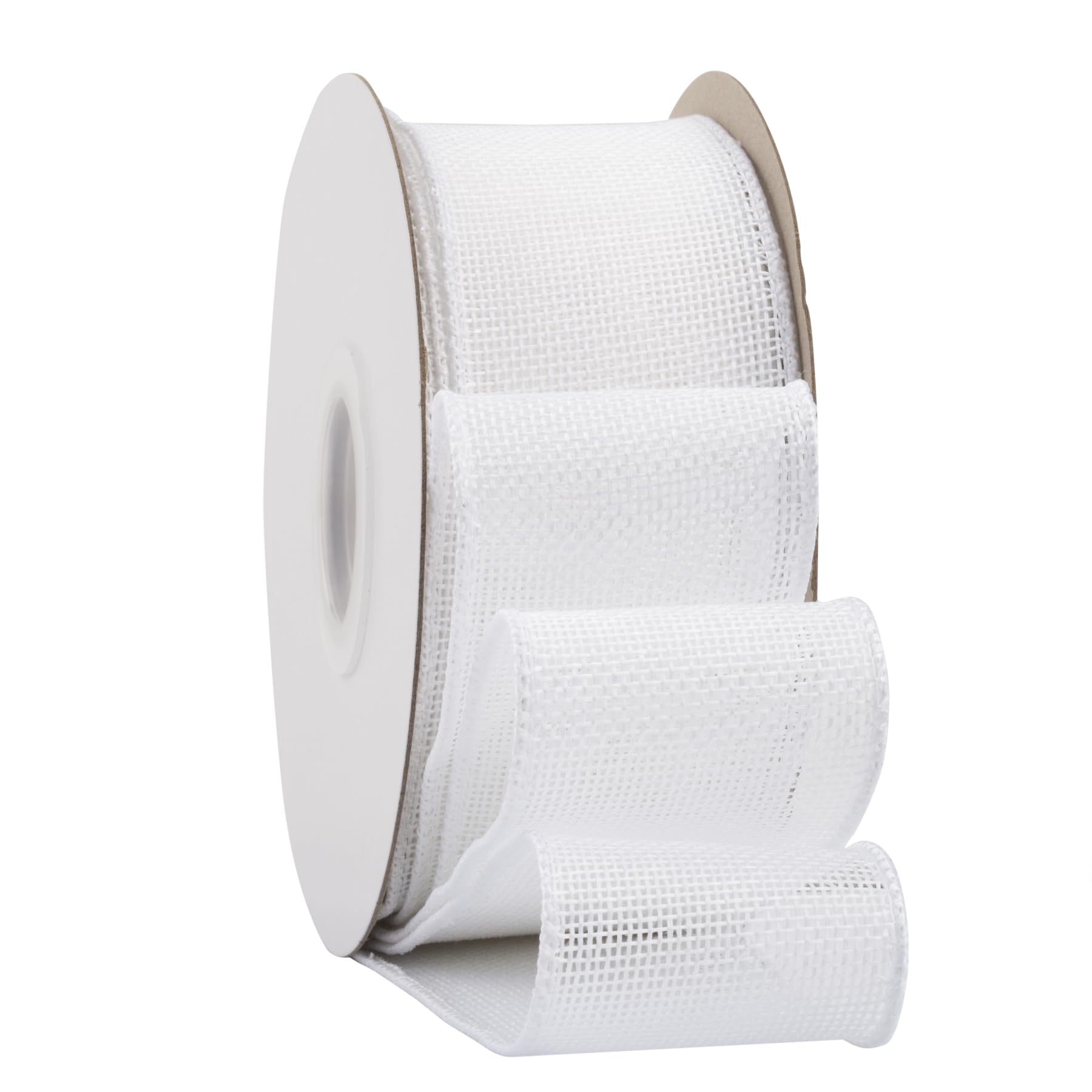 Ribbonitlux White Burlap Wired Ribbon, 50mm x 18 Meters, Wired Edge Burlap Ribbon for Gift Wrapping, Big Bow, Wreath, and Christmas Tree Decoration