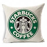 Esunshine Cotton Blend Linen Square Throw Pillow Cover Decorative Cushion Case Pillow Case 18 X 18 Inches/45 X 45 cm, Starbucks Coffee (green)