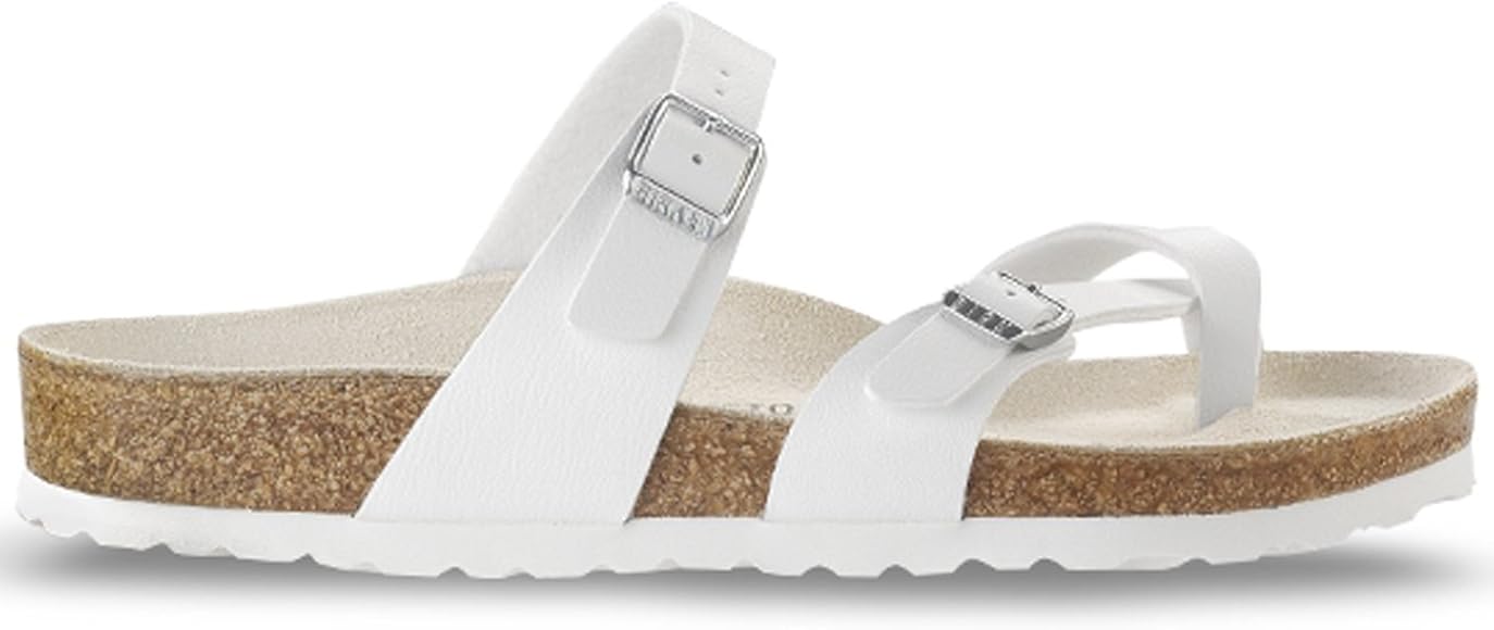 white birkenstock flip flops