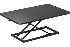 Decoholic Black Small Single 32 inch Scissors Lift Keyboard and Mouse Riser,Height Adjustable Standing Desk Converter,for Ergonomic Sit Stand Workstations (32 inch)