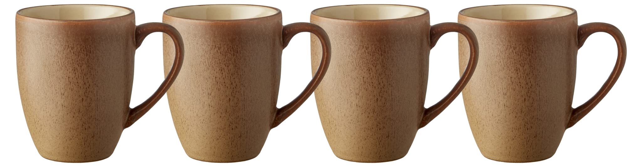BITZ Set of 4 Stoneware Coffee Mugs with Handles, 30 cl, Wood/Sand
