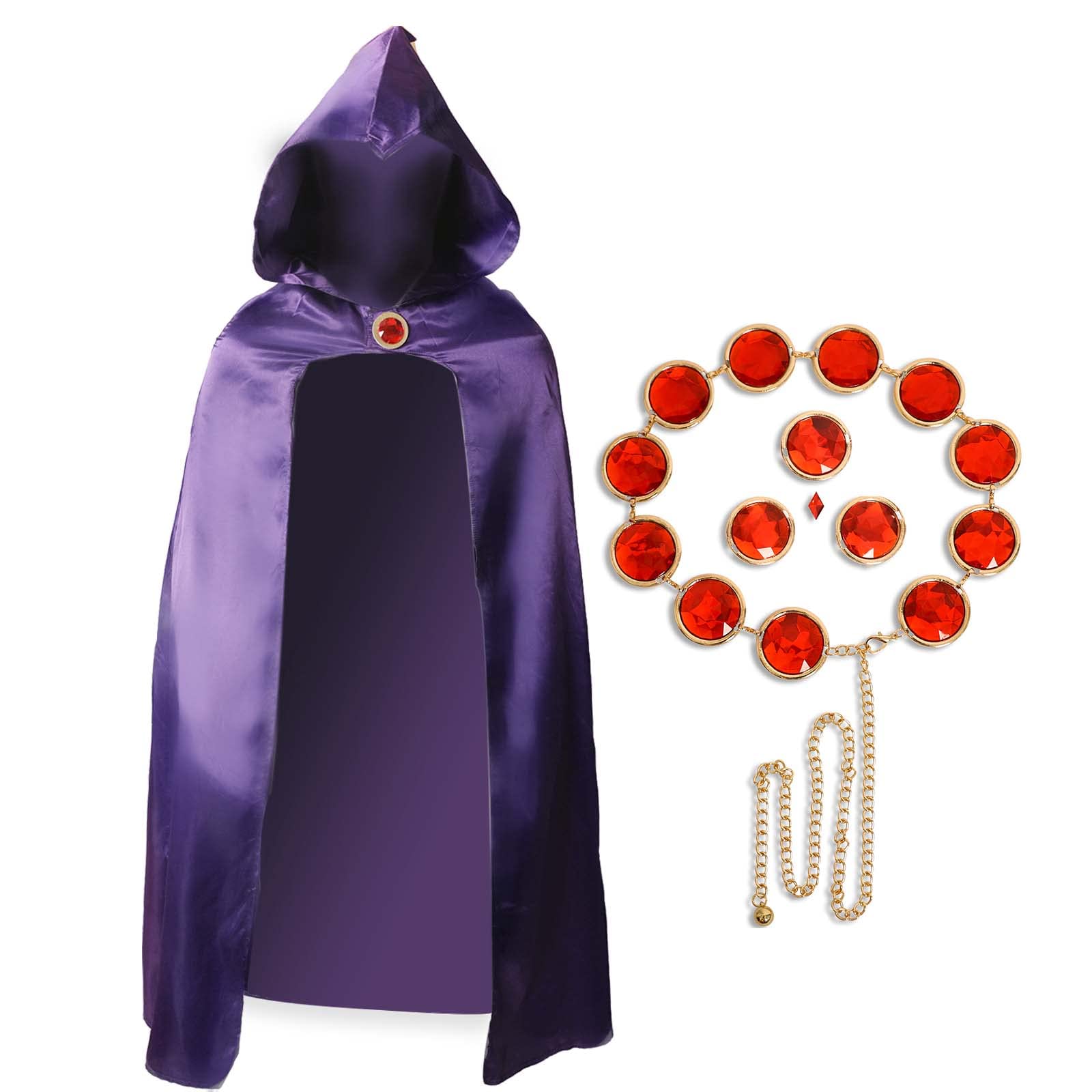 View 1 of ***SEE NOTES*** vickkt Raven Cosplay Costume Women Deluxe Jumpsuit Belt With Purple Cloak Halloween Uniform Cosplay Costume (Cloak & Belt, 3XL)