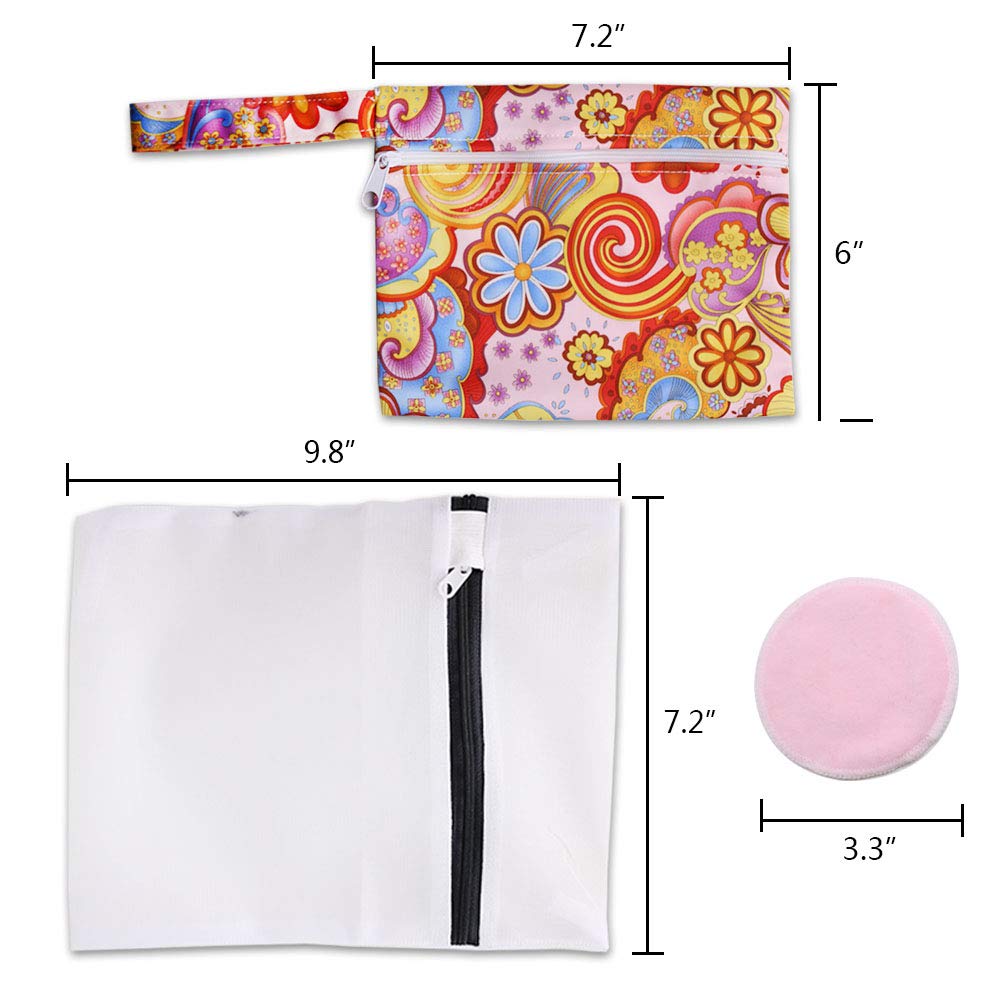 Makeup Remover Pads, 14 Pack Reusable Bamboo Soft Face Clean Pads Facial Skin Care Wash Cleansing Pads with Laundry Bag and Cosmetic Bag, Assorted Colors