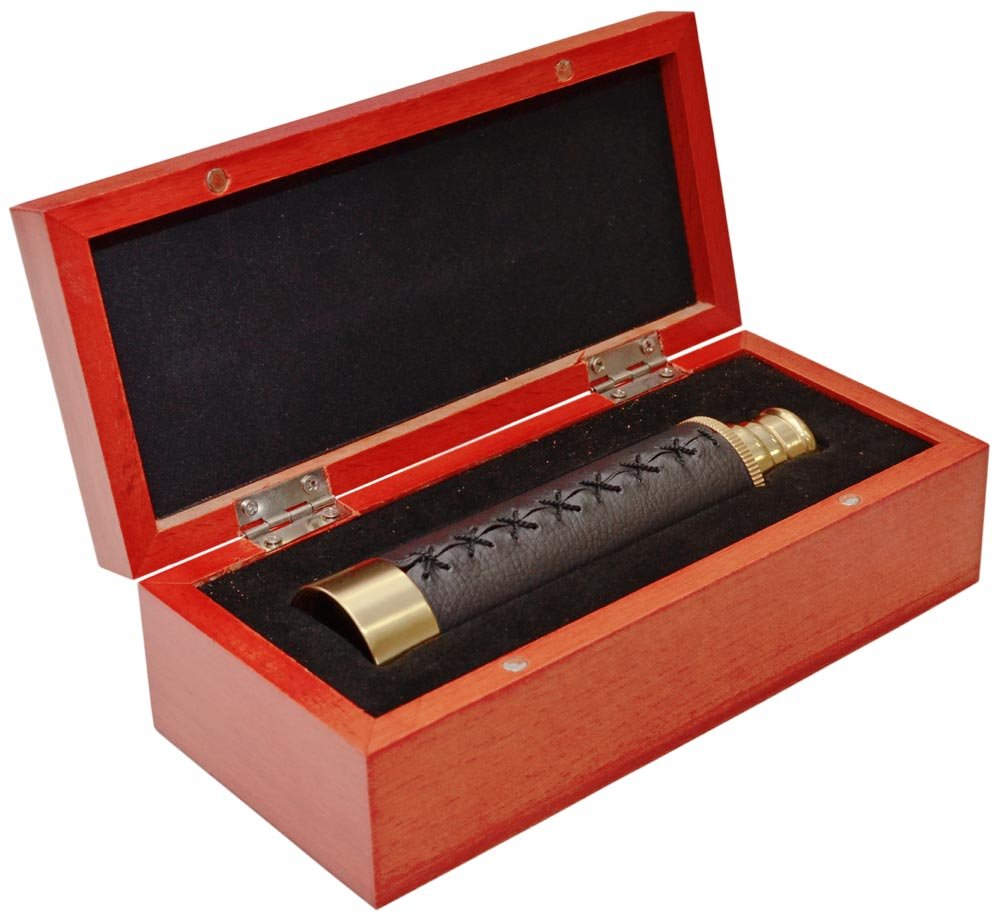 Levenhuk Spyglass SG2 Antique Spotting Scope with Wooden Case, Providing Sharp, Bright Images of Distant Objects