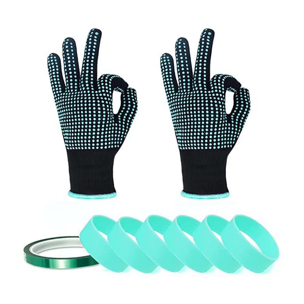 POFET 9PCS Silicone Bands for Sublimation Tumbler Elastic Sublimation Blanks Tumblers Silicone Bands Kit with Heat-Resistant Tape and Gloves