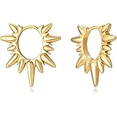 FETTERO Women Spike Earrings Gold Huggie Hoops 14K Gold Plated Small Hoop Earrings for Women Boho Simple Delicate Gold Earrings Handmade Hypoallergenic Earrings Jewelry Gift