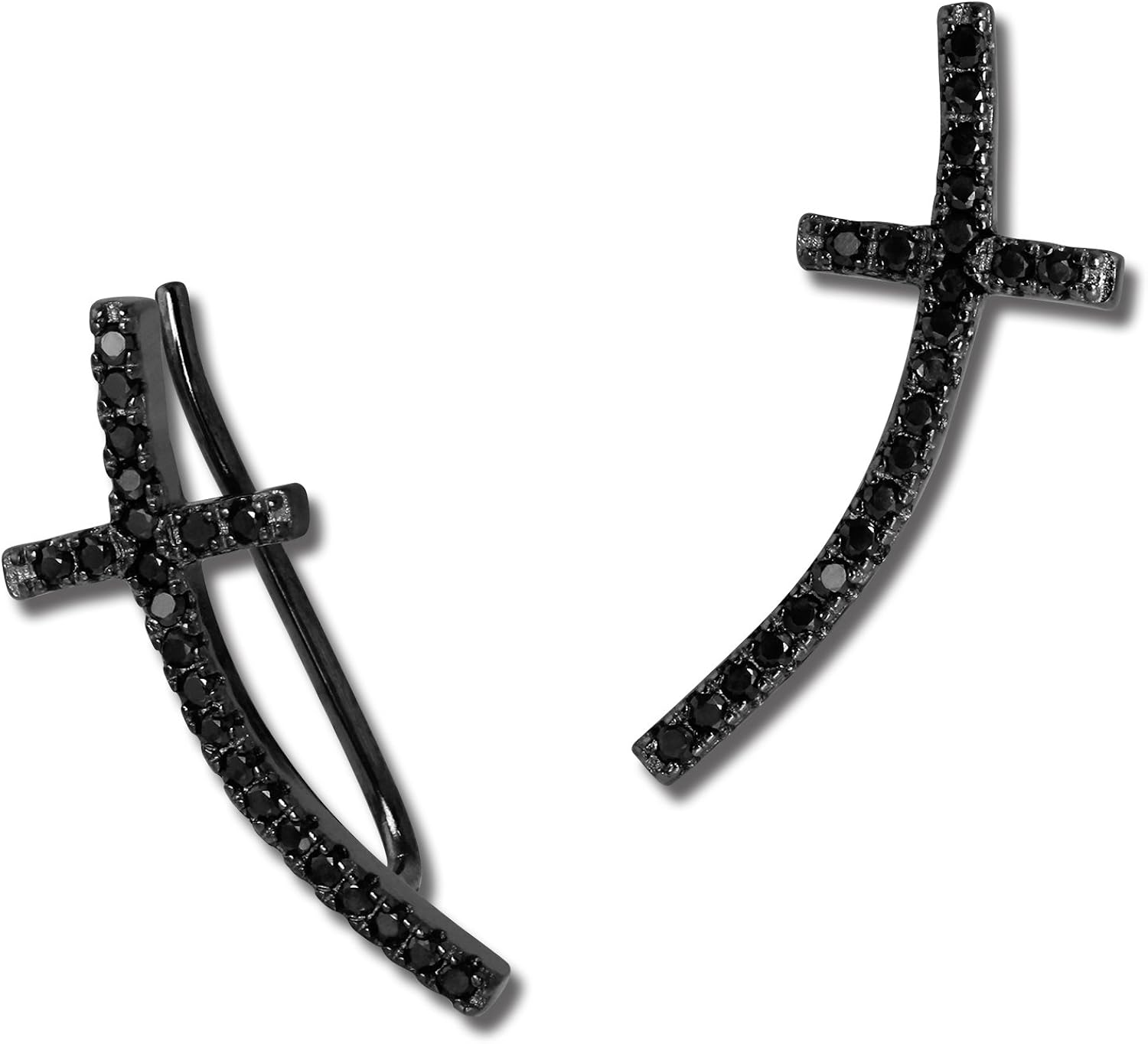SilberDream Ear Cuff Triangoli zirconi Nero Orecchini Argento 925 gso426s : SilberDream