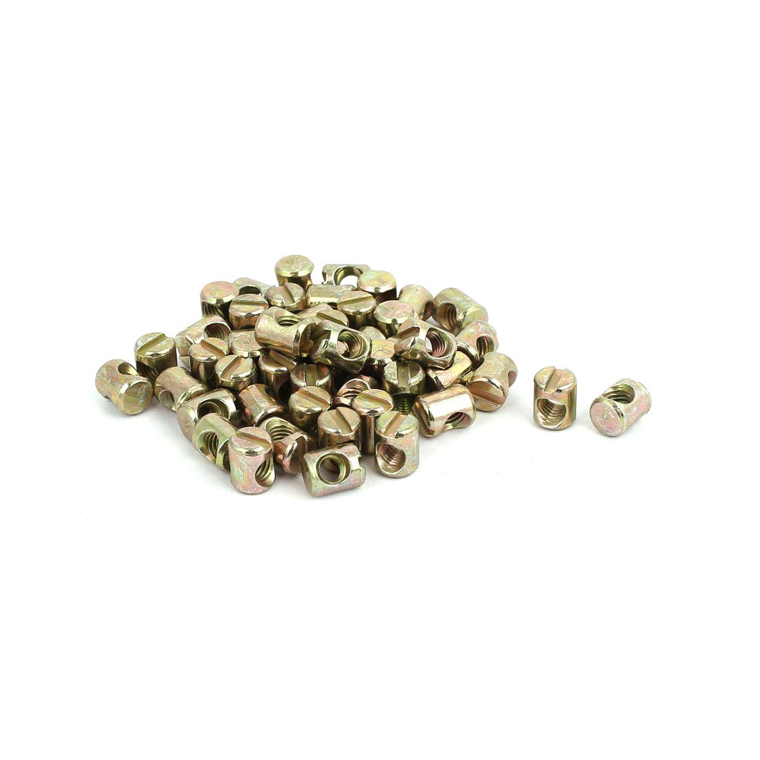 Sourcingmap M5x10mm Yellow Zinc Plated Cross Dowel Slotted Barrel Nuts 50pcs