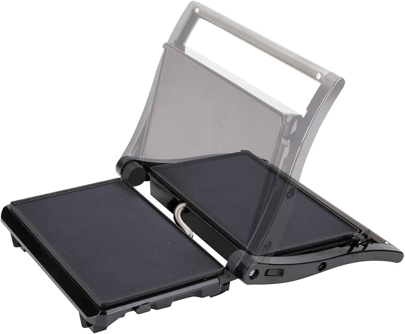 JEGR1106 Grelha Elétrica 750 W, Placas antiaderentes lisas de 22,5 x 14,6 cm, Cozinha todos os tipos de alimentos, tampa superior inclinável, abertura de 180°