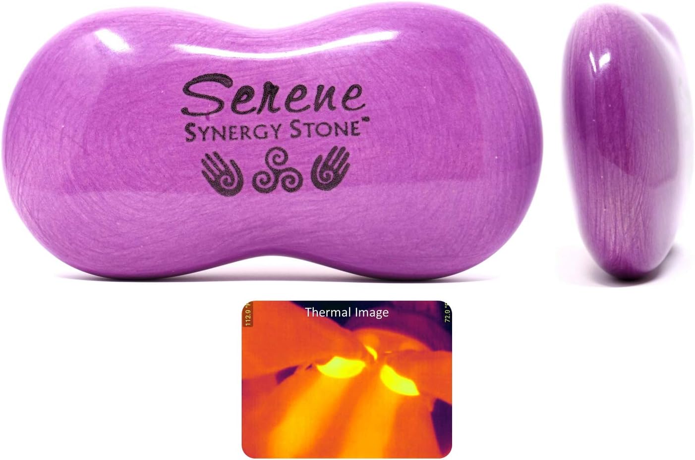 Serene (Amethyst)(Single) Synergy Stone - Contoured Hot Stone Massage Tool - Relaxing and Therapeutic for Neck, Back, Legs, Feet - Ultra-Smooth for Massage on Skin with Oil or Over Clothes