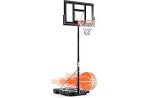 DUMOS 10FT Adjustable Height Portable Basketball Hoop Outdoor for Adult, 44 Inch Shatterproof Backboard w/Shock Absorbent Rim, Fillable Base, 2 Wheels for Swimming Pool/Indoor