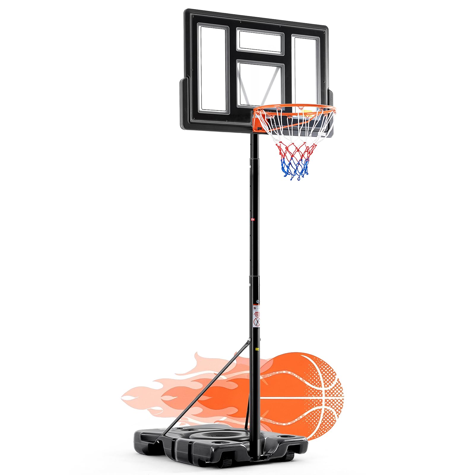 Photo 1 of ***STOCK PHOTO FOR REFERENCE ONLY***DUMOS 6.1-10FT Adjustable Height Portable Basketball Hoop Outdoor for Adult, 44 Inch Shatterproof Backboard w/Shock Absorbent Rim, Fillable Base, 2 Wheels for Swimming Pool/Indoor, Classic Black