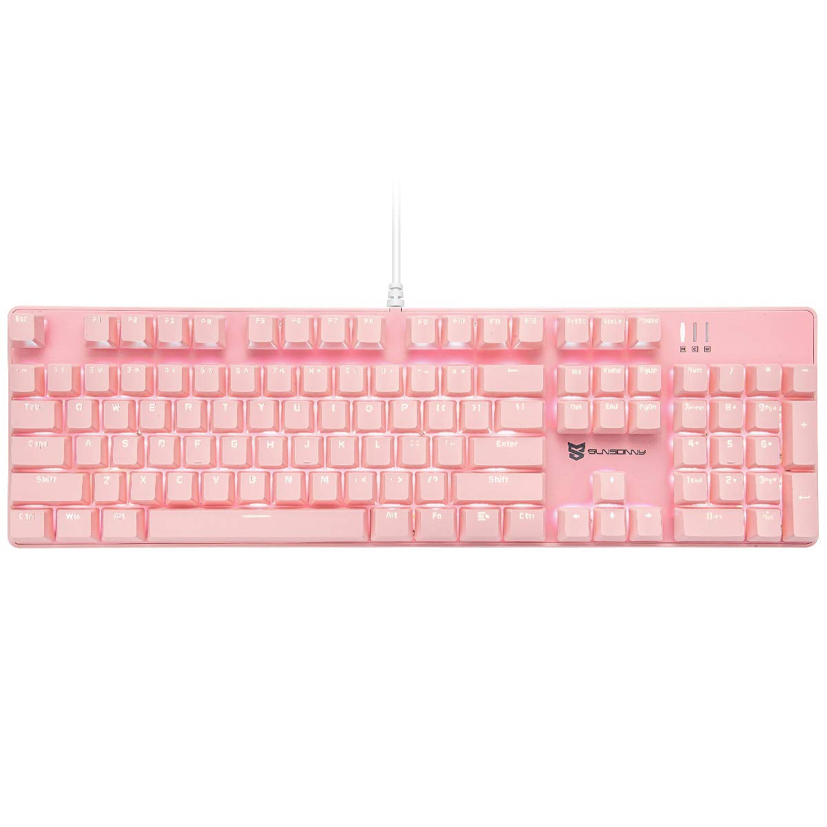 Mecool Mechanical Gaming Keyboard Wired White Backlit Keyboard Red Switches Full Size 104 Keys US Layout-Pink — image 1