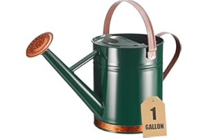 CherHome Watering Can for Outdoor Plants&Indoor Plants,Plant Watering Can 1 Gallon,Metal Flower Garden Watering Can Water Can Watering Pot,Galvanized Steel Watering Can Outdoor(Green)