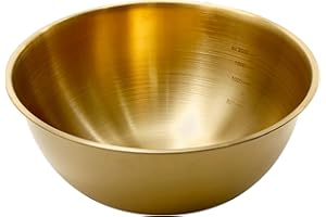 Anxingo 2L Stainless Steel Salad Bowl with Scale 10 inch, Large Soup Bowl, Gold Mixing Bowls, Noodle Bowl, Snack Bowl, 24.5cm