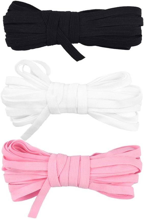 DIY PARK 9 Yard 1/4" 6mm Skinny Elastic Knitted Spandex Band Baby Headband Hair Tie Dress DIY Sewing Trim Craft(Combo, 3 colors, 3 yards/color)