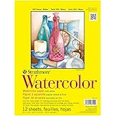 Strathmore 300 Series Tape Bound Watercolor Pad, 140 lb. Cold Press, 9 X 12 inches, White, 12 Sheets (360-109)