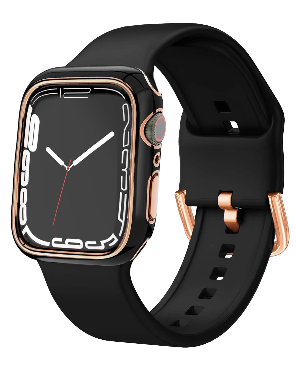 Photo 1 of Compatible with Apple Watch Band and Bupmer Case 40mm 38mm 41mm 42mm 44mm 45mm 46mm 49mm Women Men, Sport Straps and Rose Gold Screen Protector for iWatch Series 10 9 8 7 6 5 4 3 SE and Ultra/Ultra2 (Black, 44mm-series 6 5 4 SE)