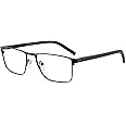 OCCI CHIARI Mens Rectangle Full-Rim Metal Black Non-prescription Clear Optical Glasses