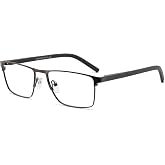 OCCI CHIARI Mens Rectangle Full-Rim Metal Black Non-prescription Clear Optical Glasses
