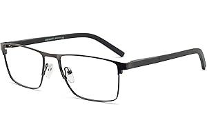 OCCI CHIARI Mens Rectangle Full-Rim Metal Black Non-prescription Clear Optical Glasses