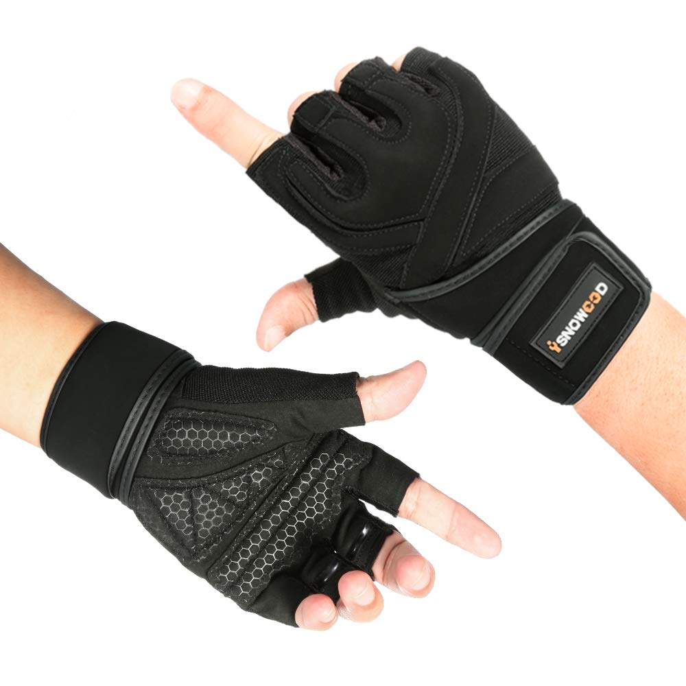 Isnowood Weight Lifting Gloves Padded Anti Slip Silica Gel Grip Gym Gloves For Powerlifting Training Exercise Men Women With Free Portable
