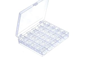 Cleana Arts® 25 Pcs Transparent Plastic Sewing Machine Bobbins with Bobbin Case