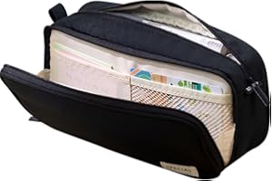 HVOMO Large Capacity Pencil Case Organizer Pen Marker Holder Double Zipper Storage Bag Big Pencil Pouch for College School Office Teen Girl Boy Women Men Adult (Black)