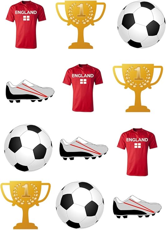 PRECUT ENGLAND FOOTBALL JERSEY / BOOT/ CUP / BALL EDIBLE RICE / WAFER