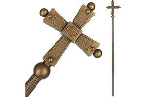 INXENS Halloween Costume Saint Bronze Cross Scepter Toy Priest Staff Pope Bishop Cosplay Walking Cane Props Accessory for Adults, 45"