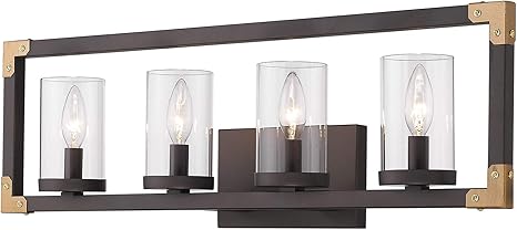 Amazon Com Zeyu 4 Light Bath Wall Lights Bathroom Vanity Light Fixtures In Oil Rubbed Bronze Finish With Clear Glass 101 4w Orb Home Improvement