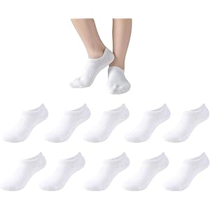 Santgoo Kids No Show Socks Cotton Low Cut Socks Thin Socks for Boys Girls White Black