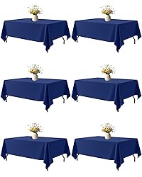 Niuara Navy Blue Fabric Rectangle Table Cloth - 6