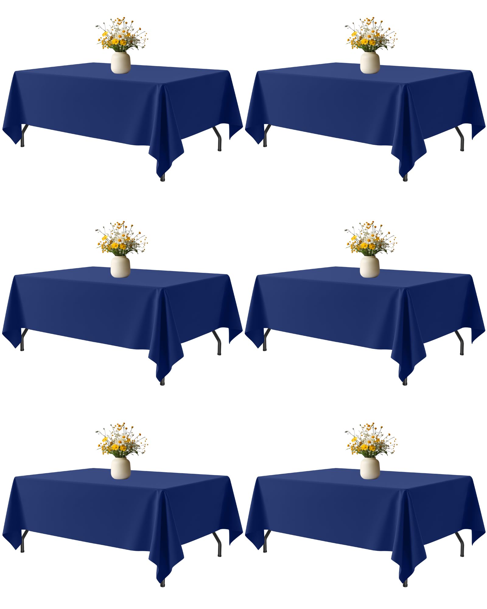 Niuara Navy Blue Fabric Rectangle Table Cloth - 6