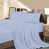 Marina Shades Twin Sheet Set Sky Blue Bed Sheets Egyptian Cotton 17 Inch Extra Deep Pocket Twin Sheets High Thread Count Cooling Sheets 4 Piece Comfy Breathable Hotel Luxury Bedsheets