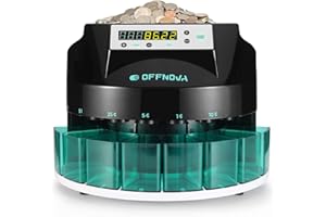 OFFNOVA Electric Automatic Coin Sorter & Change Counter Machine, Coins up to 300 Coins Per Minute, Large LED Digital Display, Supports All Denomination of US Coins