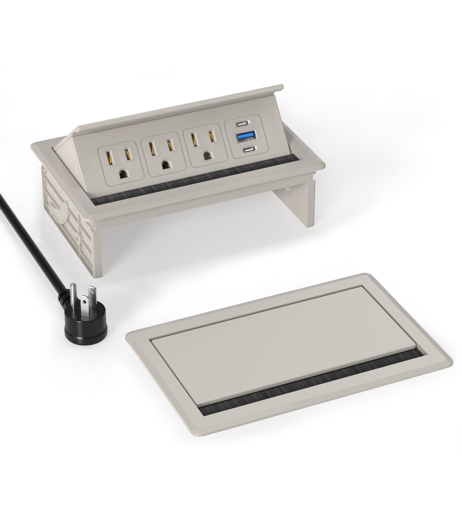 Recessed Conference Table Power Hub with 20W USB-C PD Fast Charging, Flush Mounted for Desks, Kitchens & RVs, 6FT Power Cord (Golden)