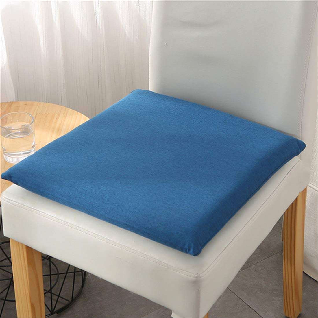 Ecloud Shop Chair Cushion Square Seat Pad Dining Chair Cushion Pad Simple Solid Color Cushion Memory Foam Chair Pad for Outdoor Patio Dining Garden Office-Blue