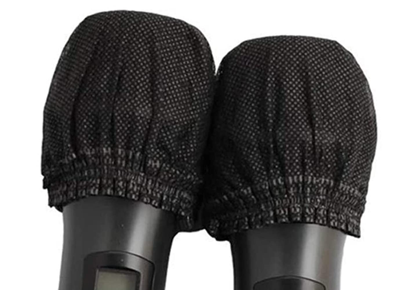 LATRAT 50 Pcs Disposable Microphone Covers, Nonwoven Handheld Protective Caps for Karaoke Mic, KTV Home Bar, News Interview (Black)