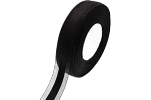 ATRBB 50 Yards 1 Inch Wide Satin Ribbon with Organza Edge for Wedding Gifts Wrapping DIY Bows and Craft (Black)